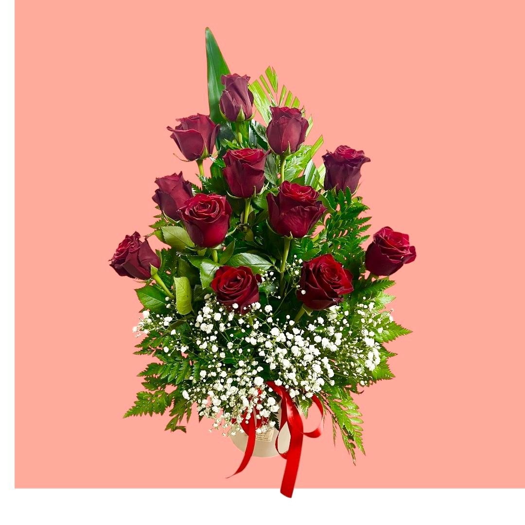 12 Red Roses Vase Arrangement