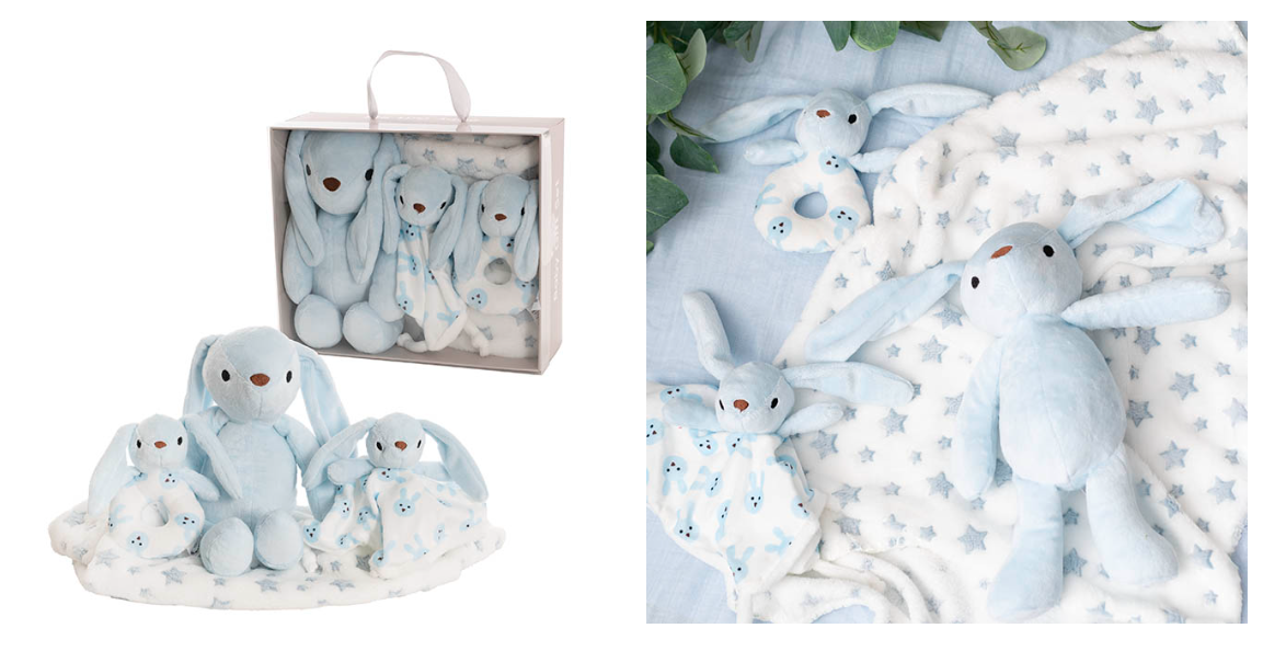 Flopsy Bunny Gift Set Accessories & Blanket Blue (23cmST)
